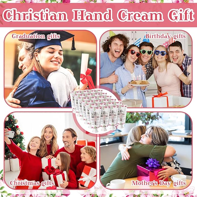 50 Pack Christian Hand Lotion Bulk Gifts for Women Mother Day Bible Mini Travel Hand Lotion Bulk for Stocking Stuffers Gifts Women Church Appreciation Teachers Coworkers(Classic)