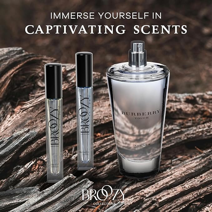 Broozy Collections - Men Cologne Set Bundle with 1 Full Size Burberry Touch Eau de Toilette (100 ml) and 2 Travel Size Mens Sample Cologne Bottles (10 ml) - Mens Cologne Gift Set, Men Gift Set Sampler