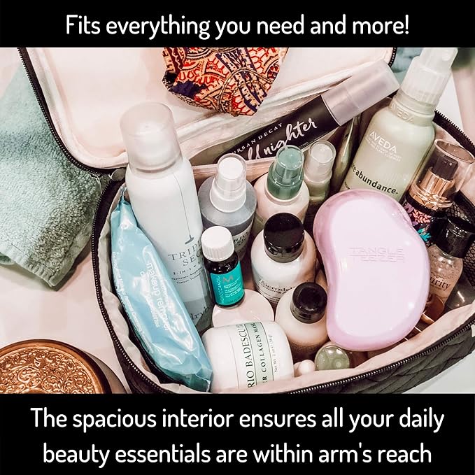 Large Travel Makeup Bag for Women - Black Make Up Bag for Women - Travel Cosmetic Bag - Makeup Case Gifts for Women, Makeup Organizer Bag, Travel Toiletry Bag for Women