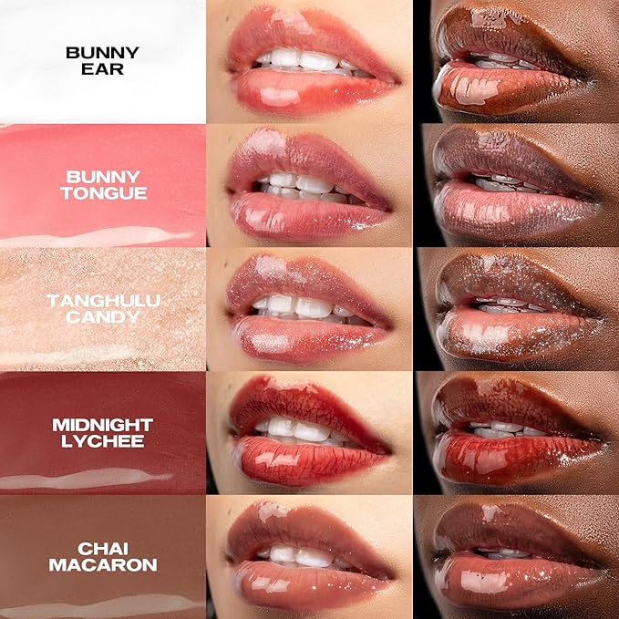 Sacheu Lip Elixir Nourishing and Hydrating Lipgloss — Moisturizing Plumping Lip Gloss Enriched with Collagen, Non-Sticky Lip Color Smooth High-Shine Finish, Vegan & Cruelty-Free, Bunny Ear (Clear)