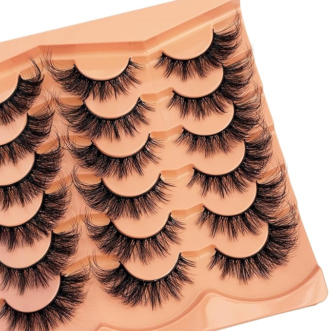 Cat Eye Lash False Eyelashes Strip Lashes Wispy Fake Eyelash Volume 18mm Mink Fluffy Fox Eyelashes Natural Look 12 Pairs Pack