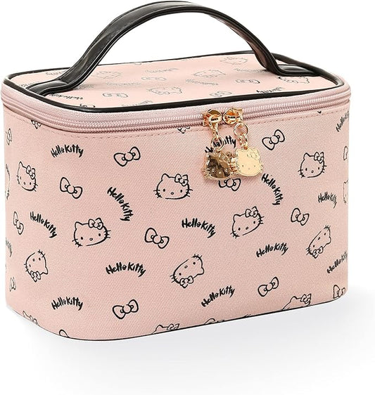 AmBealla Make up Bag Travel Cosmetic Bags Brush Holder Zipper Pouch Case Organizer Cute Organizer Suitable for Purse for Women (Light Pink Bucket Bag)