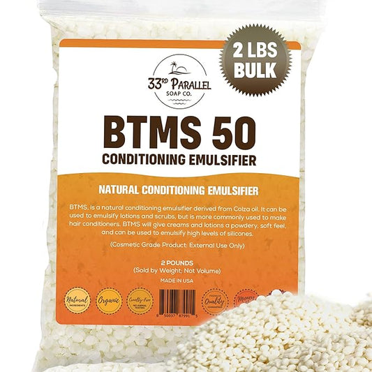 33rd PARALLEL | BTMS 50 (2 lbs / 32 oz) Bulk Conditioning Emulsifier | 100% Natural Plant Derived | Behentrimonium Methosulfate Cetearyl Alcohol Emulsifying Conditioner | Product of USA (2 POUNDS)