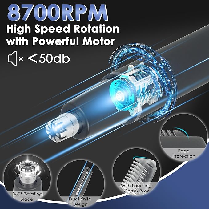 Ear and Nose Hair Trimmer for Men, 3 in 1 Eyebrow & Facial & Nose Hair Trimmer Clipper, 2025er Painless USB Rechargeable Hair Trimmers with High-Speed, Easy Cleaning