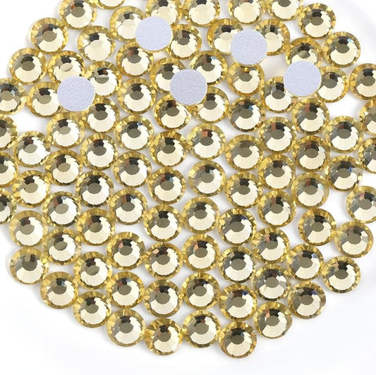 Beadsland 1440pcs Flat Back Crystal Rhinestones Round Gems for Nail Art and Craft Glue Fix, Jonquil, SS10, 2.7-2.9mm