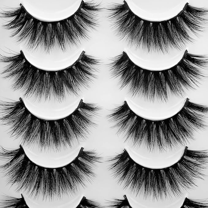 Lanflower Fake Eyelashes Natural Look Dramatic 3D Lashes Pack Faux Mink 20 Pairs 4 Styles