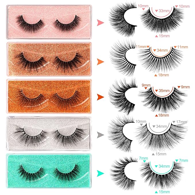 Lanflower Lashes False Eyelashes Natural Look 3D Faux Mink Eyelashes Pack 10 Styles Russian Strip Lashes