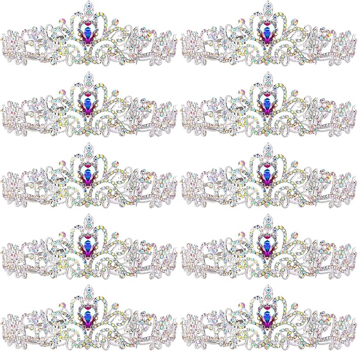 BBTO 10 Pcs Crystal Tiara and Crowns for Women Girls Princess Rhinestone Crown Queen Headband with Combs Bride Tiara for Birthday Party Wedding Prom Hair Accessories