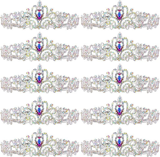 BBTO 10 Pcs Crystal Tiara and Crowns for Women Girls Princess Rhinestone Crown Queen Headband with Combs Bride Tiara for Birthday Party Wedding Prom Hair Accessories