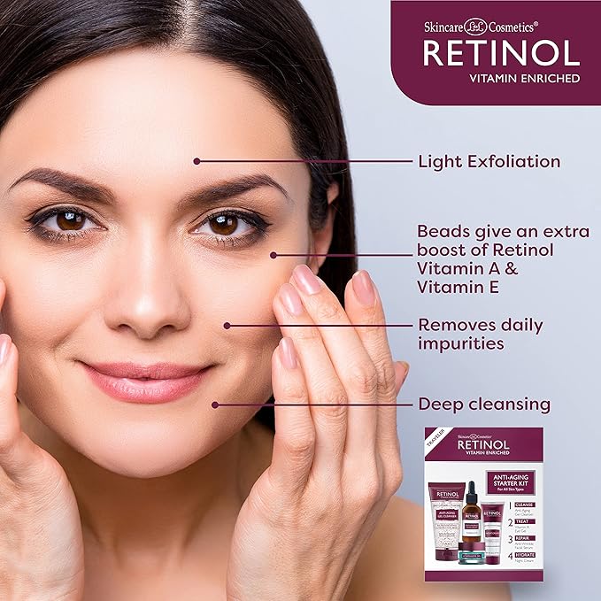 Retinol Anti-Aging Starter Kit – The Original Retinol For a Younger Look – [4] Conveniently Sized Products Perfect For Travel or First Time Try – Cleanse, Treat, Repair & Hydrate On-The-Go
