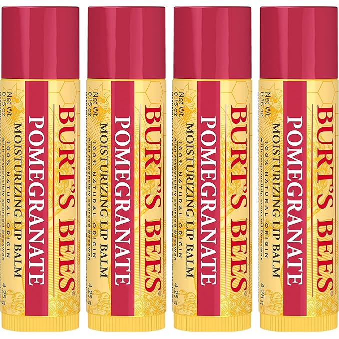 Burt's Bees Lip Balm, Moisturizing Lip Care, Original Beeswax with Vitamin E & Peppermint Oil, Natural Origin Lip Care (4-Pack)