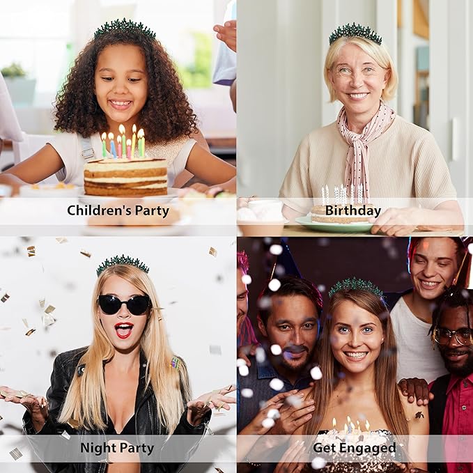 LIMELIA Women's Tiara for Henna Wedding Party|Glitter Hair Accessories for Bridal Birthday Pageant Prom Halloween Costume Christmas Party, Princess Crown|Crystal Stone-Green