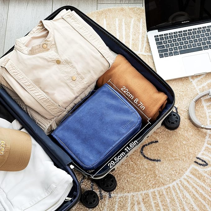 Elviros Hanging Toiletry Bag for Men Travel Essentials 3-in-1 Large Waterproof Dopp Kit PU Leather Shaving Bag with Separate Compartments for Grooming and Toiletries