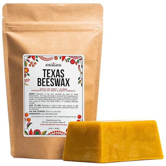 Better Shea Butter Bees Wax for Candle Making | Raw Beeswax for Candles, Food Grade | 100 Pure Beeswax Bar For Lotion Making and Lip Balms Making | 1 lb (16 oz)