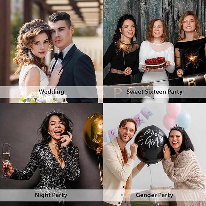 LIMELIA Women's Tiara for Henna Wedding Party|Glitter Hair Accessories for Bridal Birthday Pageant Prom Halloween Cos-play Christmas Party|Tulip-Navy Blue