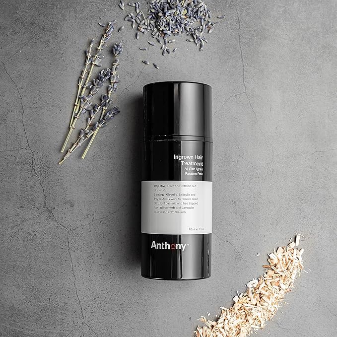 Anthony Ingrown Hair Treatment for Men Gel Solution to Calm Down Razor Burn – Scar and Redness Eliminator, Bump Removal – 3 Fl. Oz