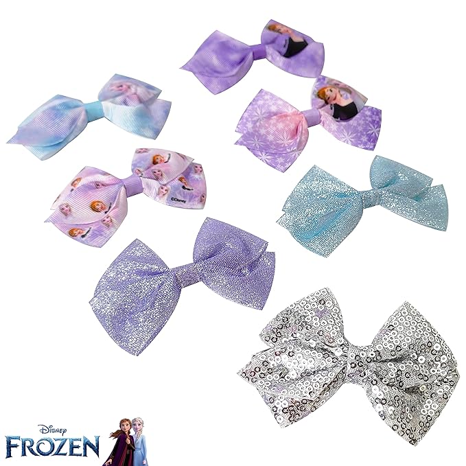 Frozen 2 Girls 7 Piece Princess Hair Bow Set