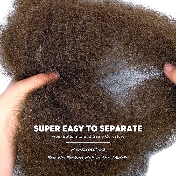 BLL Afro Kinkys Bulk Human Hair-100% Human Hair for Mini Twist Braiding Dreadlock Loc Extensions Afro Kinky Curly Hair Bulk Black Color (4#, 18 Inch (Pack Of 1))