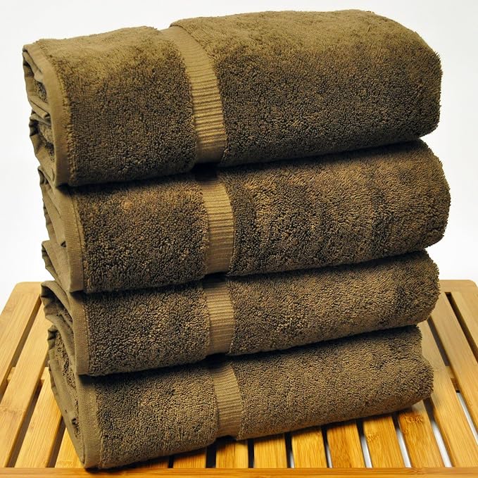 Chakir Turkish Linens Premium Cotton Absorbent Turkish Towels (Bath Towel - Set of 4, Cocoa)