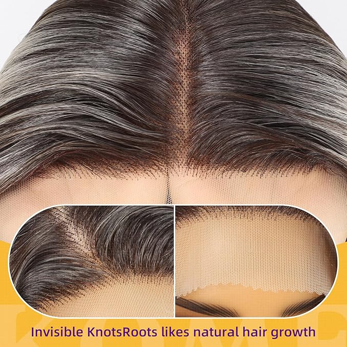 Ash Brown Synthetic Lace Front Wig,13X6 Long Straight Layered Glueless Wigs for Women Daily Use 24IN（#TTF4/606）