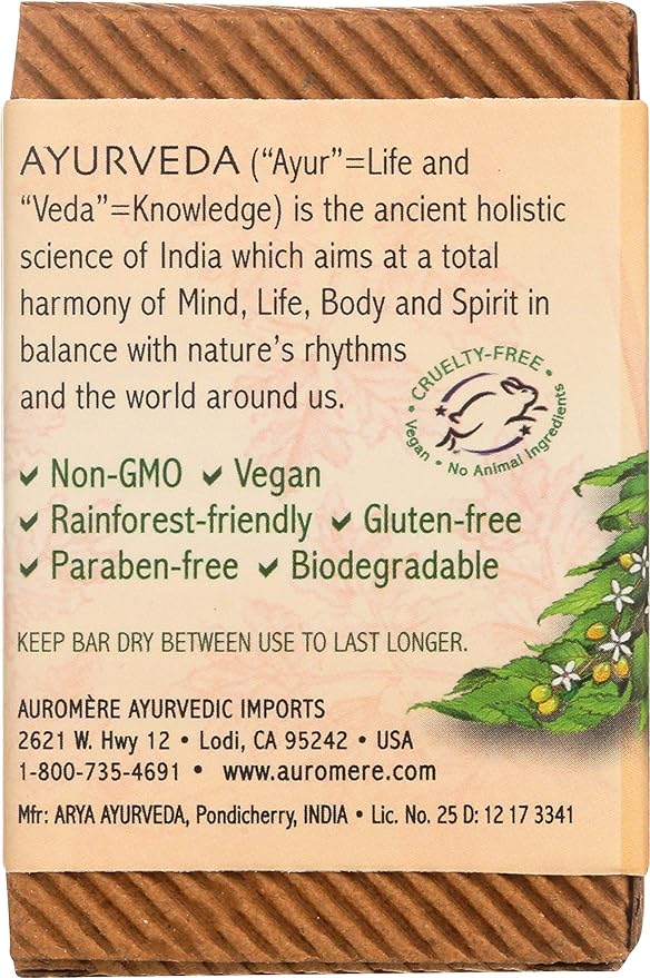Auromere Ayurvedic Bar Soap, Vanilla Neem - Eco Friendly, Handmade, Vegan, Cruelty Free, Natural, Non GMO (2.75 oz), 2 pack