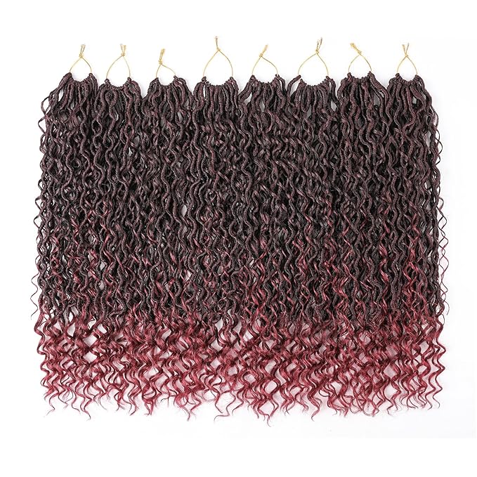 Aipin New Goddess Locs Crochet Hair 22 Inch Boho River Locs Hippie Locs Wavy Crochet With Curly Hair In Middle And Ends Braids Hair Extensions (8Packs,22 inch, TBUG)