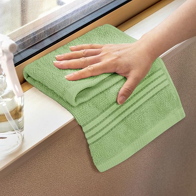 Utopia Towels 12 Pack Premium Wash Cloths Set, 12 by 12 Inches, 100% Cotton Ring Spun, Highly Absorbent and Soft Feel Washcloths for Bathroom, Spa, Gym, and Face, Sage Green