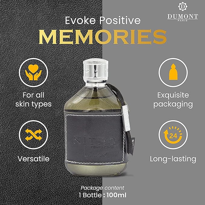 Nitro Black - 3.4 Eau De Parfum - 3.4oz - Luxury Perfume for Men - Woody, Floral, Fruity & Masculine Fragrance - Long Lasting Cologne Mist & Body Spray - for Him