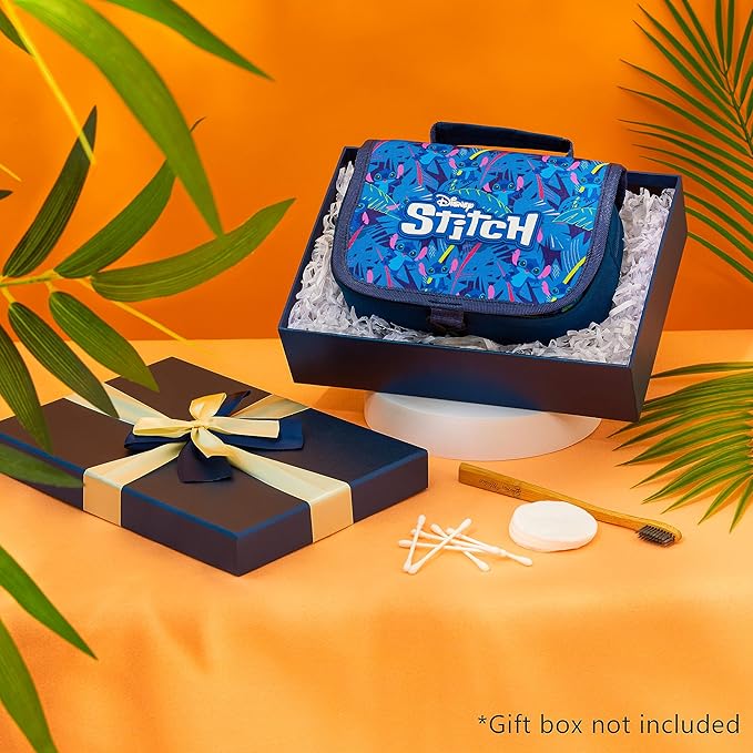 Disney Stitch Hanging Toiletry Bags for Women Teenagers Girls Minnie Mouse Cosmetic Bag Travel Accessories Stitch Gifts (Blue Stitch)