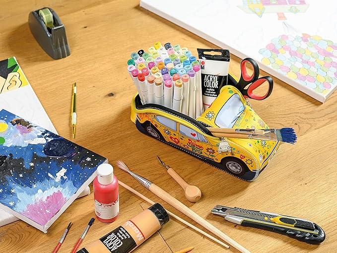 BRISA VW Collection - Volkswagen Neoprene Universal Bag for Makeup, Travel, Cosmetics in Beetle Bug Design