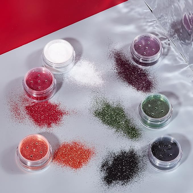 Halloween Glitter Shakers by Moon Terror - Set of 6 - SFX Make up, Festival Glitter for Face Body Hair, Special Effects Make up - 0.17g