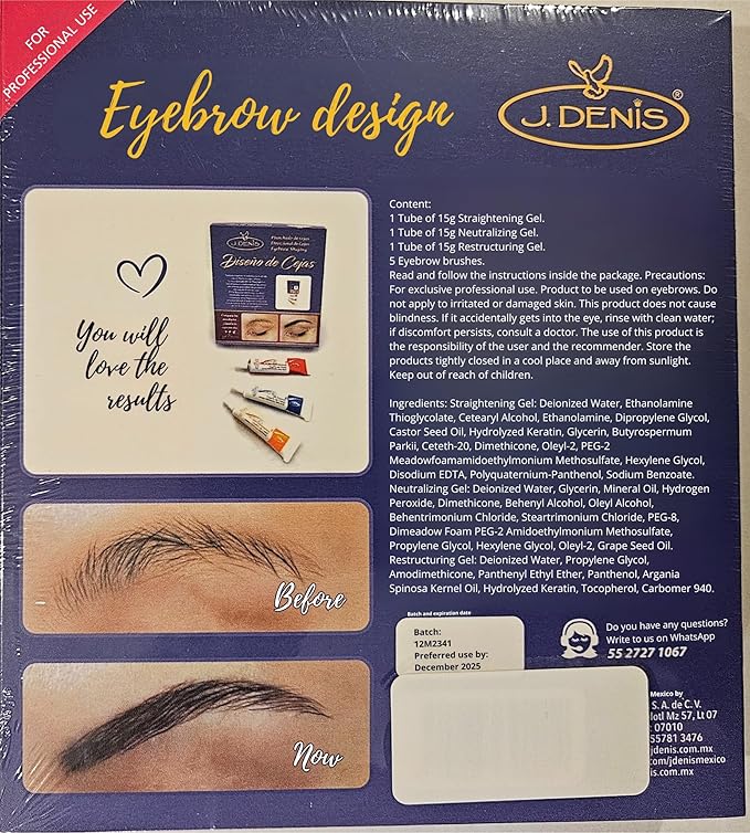 J. Denis Eyebrow Design Kit - Eyebrow Makeup Kit - Natural - 4 Brushes - 30 Applications