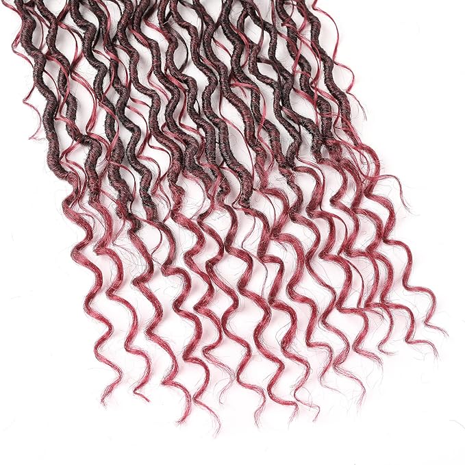 Aipin New Goddess Locs Crochet Hair 22 Inch Boho River Locs Hippie Locs Wavy Crochet With Curly Hair In Middle And Ends Braids Hair Extensions (8Packs,22 inch, TBUG)