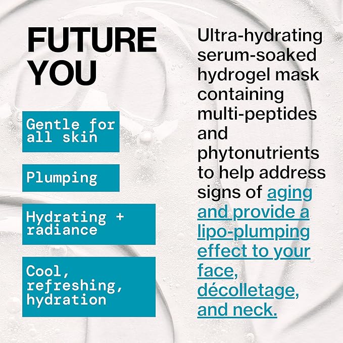 Pacifica Future Youth Time Shift Hydrogel Facial Mask, Multi-Peptide Anti-Aging Sheet Mask for Firming & Plumping, Ultra-Hydrating Serum-Infused Mask for Face & Neck, 100% Vegan