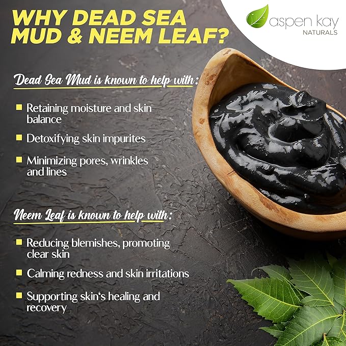 Aspen Kay Naturals Handmade - Dead Sea Mud and Neem Soap Bar for Face & Body (3 Pack) Natural and Organic Ingredients – For All Skin Types – Made in the USA 4.5 oz Per Bar