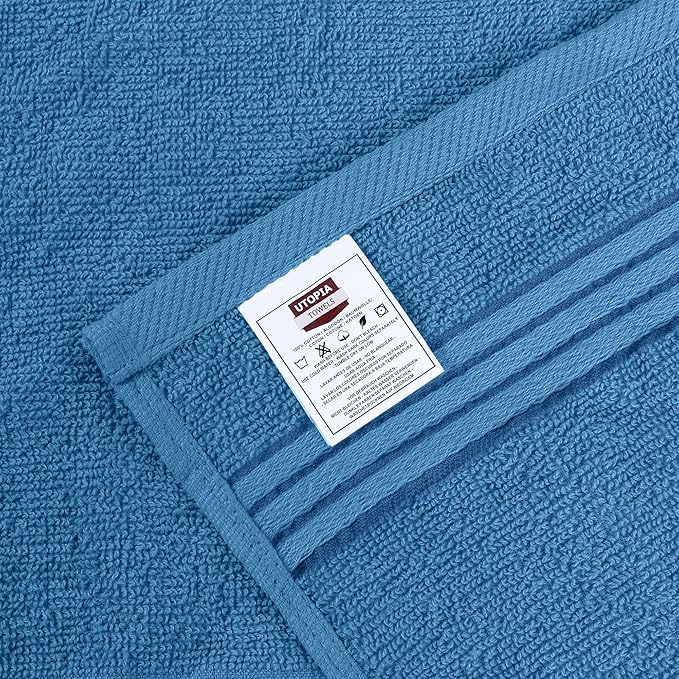 Utopia Towels 12 Pack Premium Wash Cloths Set, 12 by 12 Inches, 100% Cotton Ring Spun, Highly Absorbent and Soft Feel Washcloths for Bathroom, Spa, Gym, and Face, Electric Blue