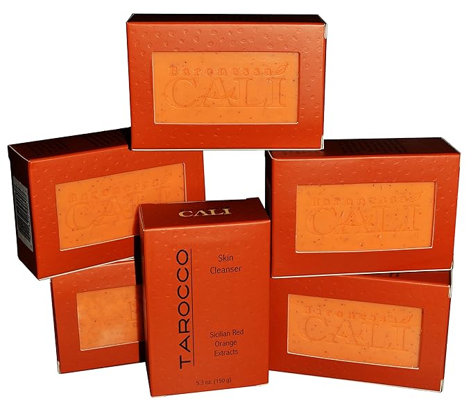 Baronessa Cali Tarocco Deep Moisturizing Skin Cleanser with Exfoliate - Sicilian Red Orange Extracts, Refreshing Scent - 5.3 Ounces, Pack of 6