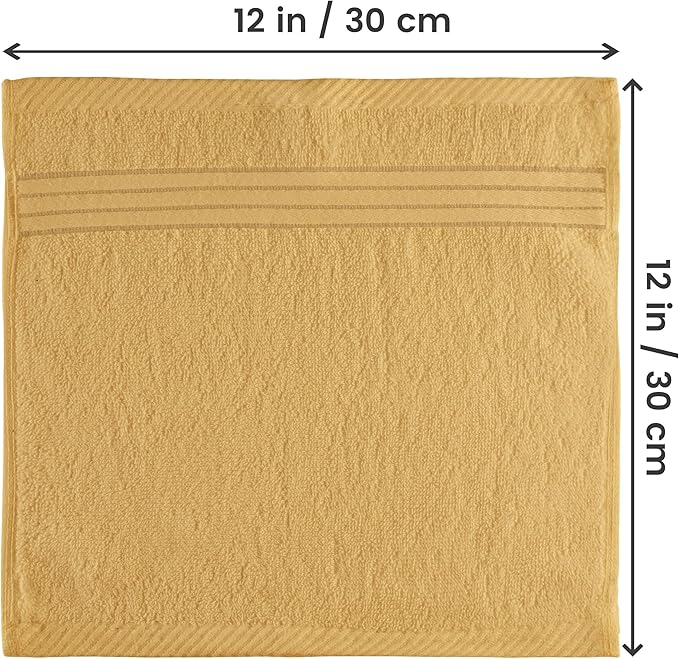 Utopia Towels 12 Pack Premium Wash Cloths Set, 12 by 12 Inches, 100% Cotton Ring Spun, Highly Absorbent and Soft Feel Washcloths for Bathroom, Spa, Gym, and Face, Beige