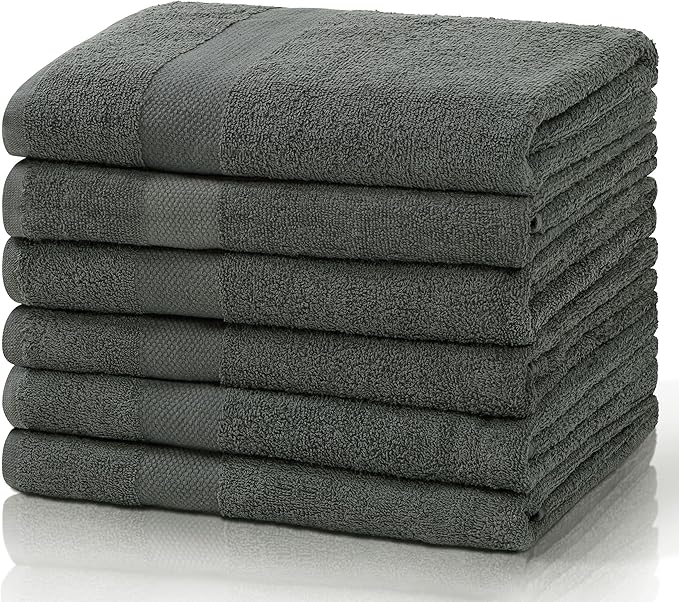 SIMPLI-MAGIC 79403 Bath Towels, Gray, 24x46 Inches Towels for Pool, Spa, and Gym Lightweight and Highly Absorbent Quick Drying Towels