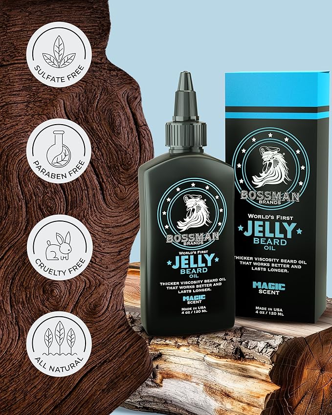 Bossman Jelly Beard Oil for Men & Beard Balm for Men Combo - Magic Scent