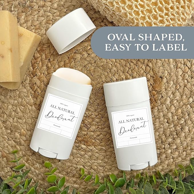 Cornucopia Brands 2.5oz Empty Deodorant Containers (8-Pack, 75ml); BPA-Free Plastic White Twist-Up Refillable Tubes for DIY Deodorant, Aromatherapy, Balm, Etc.