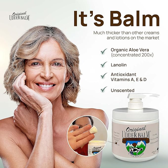Unscented Original Udder Balm Body Moisturizing with pump