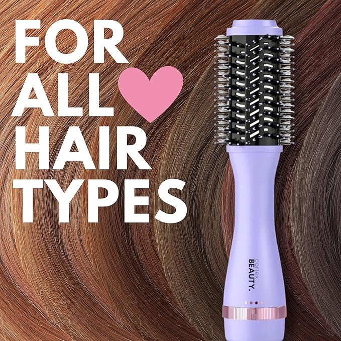Cortex Beauty Infrared Volumizing Blowout Brush - Blow Dryer, Round Styling Tool for All Hair Types, 2" Barrel with Comb (Purple)