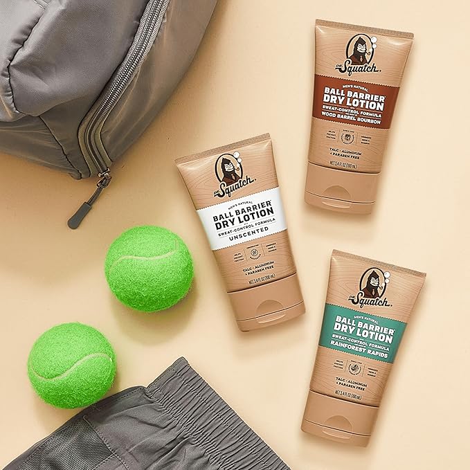 Dr. Squatch Ball Barrier Dry Lotion, No Mess Body Powder Lotion for Men, Made With Natural Ingredients - 2-Pack Unscented