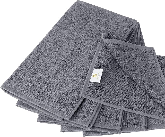 RosenSoft Oversized Wash Clothes-16x14 in Extra Large Wash Cloths for Body and Face, Hand Gym Spa- Fingertip Towels for Bathroom, Bath Towel Set (Grey, 6)