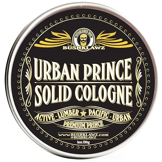 Urban Prince Solid Cologne 1 oz Full Size Alcohol Free Natural Concentrated Travel Friendly Tins Men's Fragrance Manly Scents to Satisfy all Types of Viking Cannon Black Prime