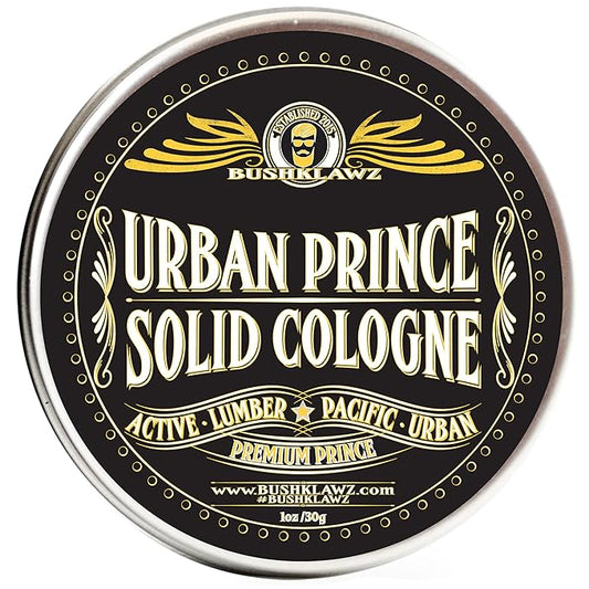 Urban Prince Solid Cologne 1 oz Full Size Alcohol Free Natural Concentrated Travel Friendly Tins Men's Fragrance Manly Scents to Satisfy all Types of Viking Cannon Black Prime