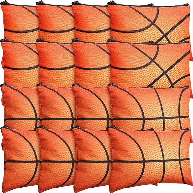 Eccliy 20 Pcs Basketball Makeup Bags Bulk Sport Team Gifts Basketball Cosmetic Bag Accessories for Women Toiletry Zipper Pouch Travel Canvas Gifts Stuff for Party Team Players Lover