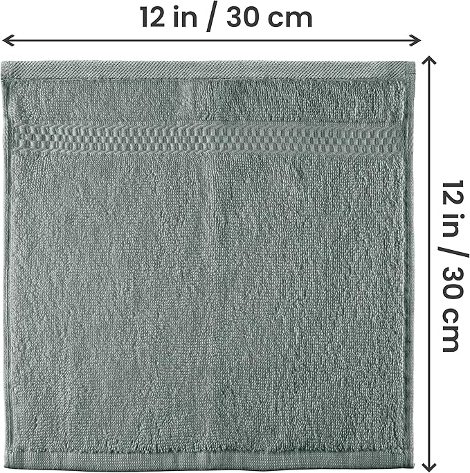 Utopia Towels 12 Pack Premium Wash Cloths Set, 12 by 12 Inches, 100% Cotton Ring Spun, Highly Absorbent and Soft Feel Essential Washcloths for Bathroom, Spa, Gym, and Face, Cool Grey