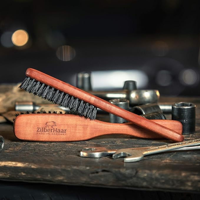 ZilberHaar Long Hair Brush - Soft Boar Bristles - Exfoliating and Conditioning for Men's Beards & Skin - Compatible with Beard Balms and Oils